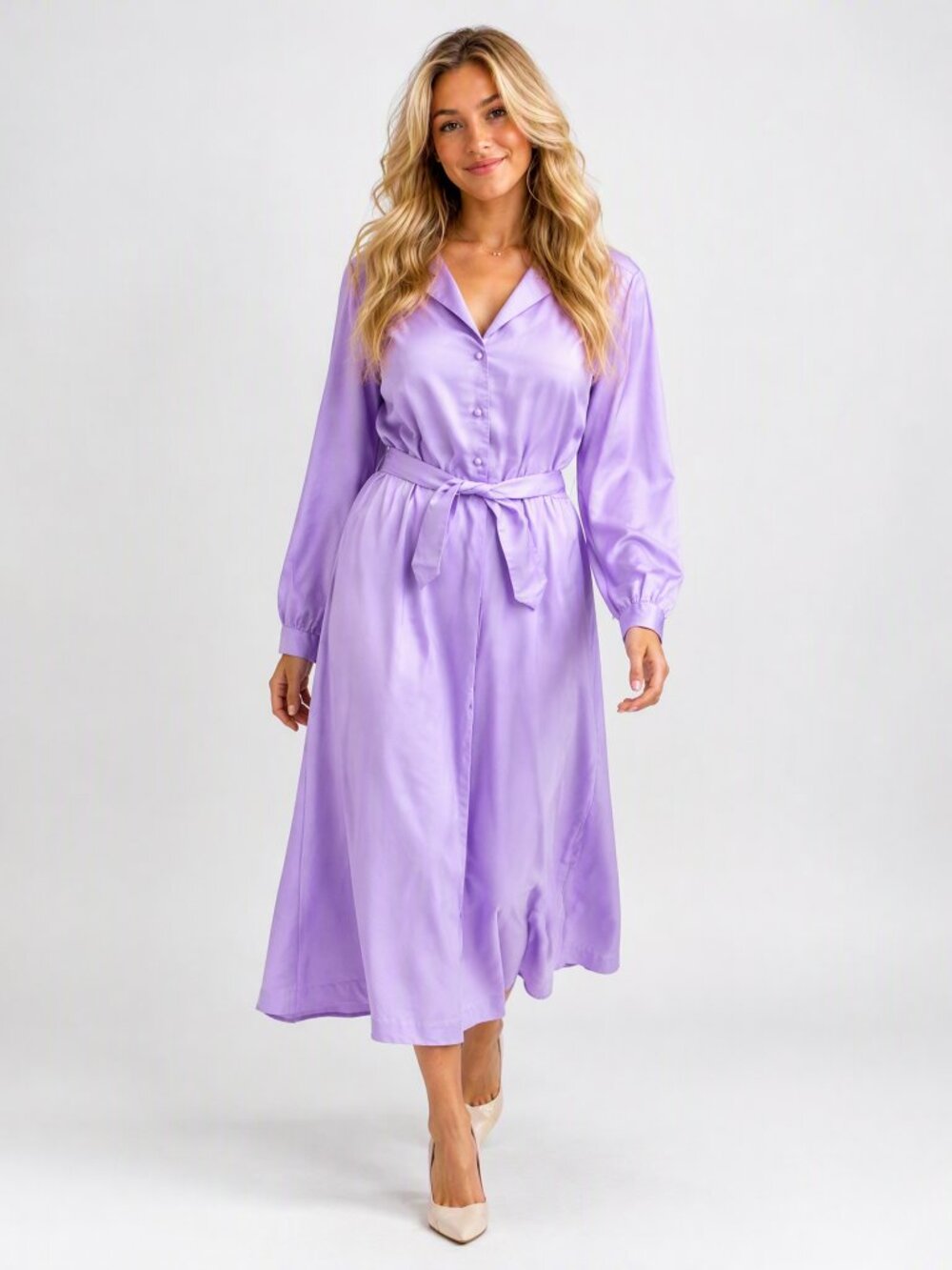 The Lady Manhattan Dress Co Vintage 80's Purple Belted Shirt Dress 10